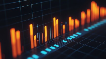 Symbolize of SEO specialist. Data visualization with colorful bars and grid background.