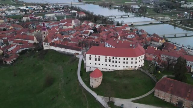 Ptuj is The oldest town of Slovenia: amazing aerial views 