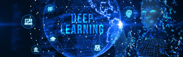 Deep learning artificial intelligence neural network. Technology, Internet and network concept. 3d illustration