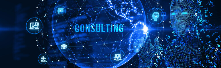 Business, Technology, Internet and network concept. Consulting Expert Advice Support Service. 3d illustration