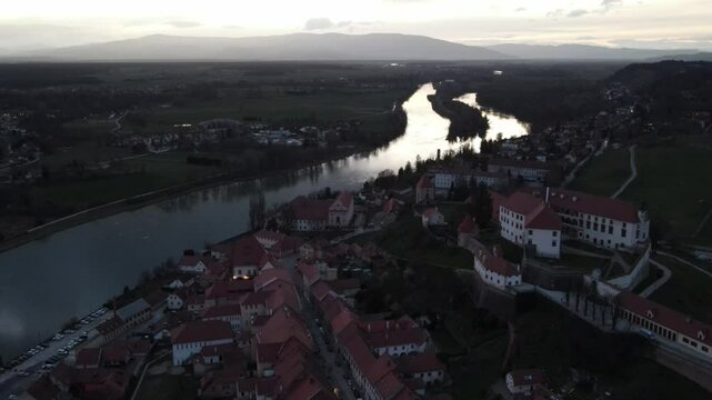 Ptuj is The oldest town of Slovenia: amazing aerial views 
