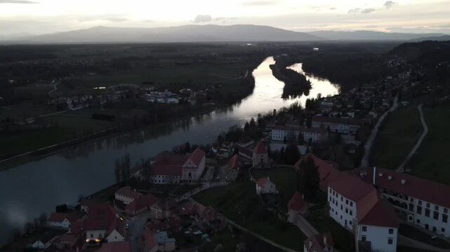 Ptuj is The oldest town of Slovenia: amazing aerial views 