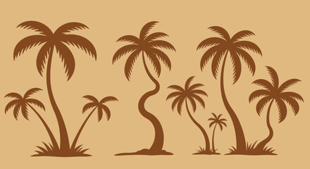 Fototapeta premium Silhouette of palm trees on a beige background.