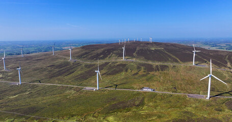 Aerial View of the Wind Turbines at Gruig Wind Farm on Slieveanorra Mountain Co Antrim Northern Ireland 20-09-24