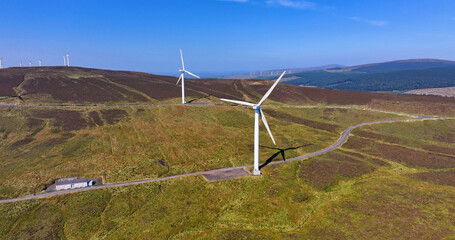 Aerial View of the Wind Turbines at Gruig Wind Farm on Slieveanorra Mountain Co Antrim Northern Ireland 20-09-24