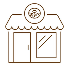 Doughnut shop line icon, sweets shop, candy store  editable stroke isolated on transparent background. Shop linear icon with donut logo vector illustration.