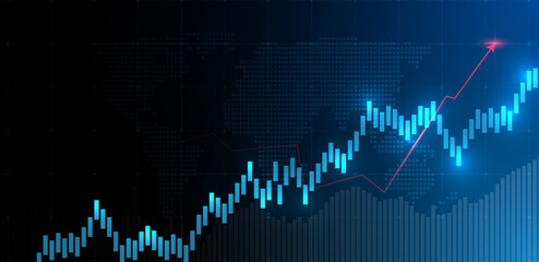Financial chart with moving up stock market trading background