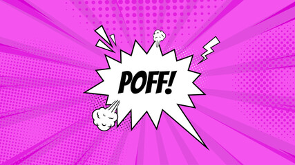Comic pop art background. Vintage retro design. Pink radial backdrop with halftone elements.