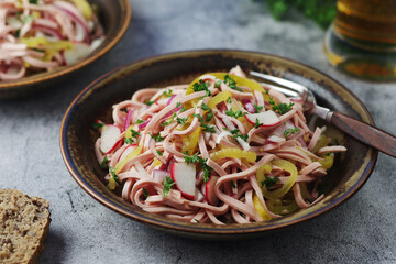 Traditional German dish - Wurst salad