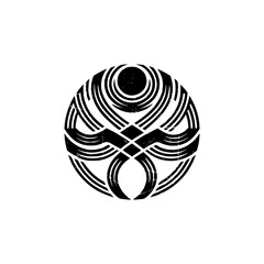 Abstract Geometric Sphere Illustration, Grungy Black & White Design