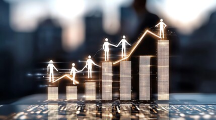 Business growth trends city skyline infographic chart urban environment dynamic perspective