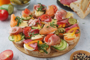 Oblozeny chlebicek or just chlebicek, traditional open sandwich in Czech Republic	