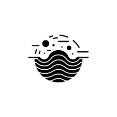 Abstract Black & White Minimalist Graphic: Waves, Dots & Lines