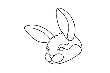 Cute Bunny Rabbit Head, Line Art, Simple Design, Minimalist, Drawing, Illustration, Vector, Graphic,