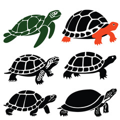 set of vector various Turtles silhouettes	
