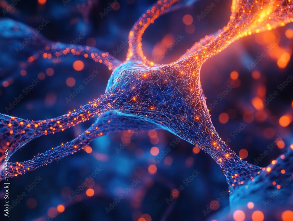 Poster abstract neural patterns and glowing fractals digital art cosmic environment close-up view neural co