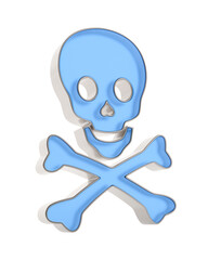 Skull and crossbones on white background. Isolated 3D illustration