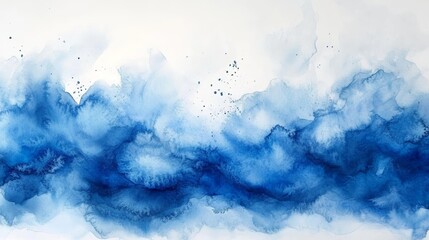 Obraz premium Calming abstract blue watercolor background with intricate fluid expressive brushstrokes