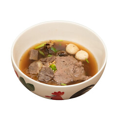 Delicious beef noodle soup kitchen food photography warm atmosphere close-up culinary delight