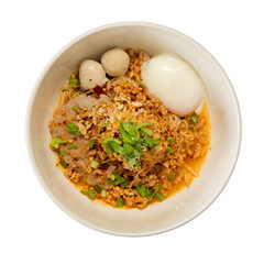 Delicious asian noodle bowl restaurant food photography bright setting close-up culinary art