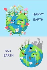 composition showing two faces of the planet