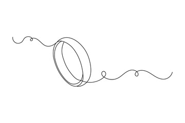 Obraz premium Wedding ring one line art with minimalist isolated outline vector icon 
