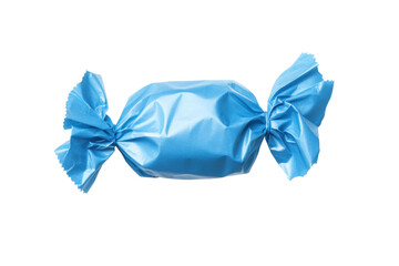 Shiny blue wrapped candy with twisted ends for celebrations, cut out