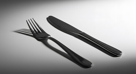 Dramatic High-Key Still Life: Fork and Knife with Strong Shadows