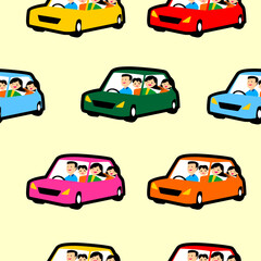Naklejka premium vector seamless pattern with theme family car