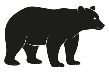 Fototapeta premium Simple of a Black Bear Silhouette Isolated on Transparent