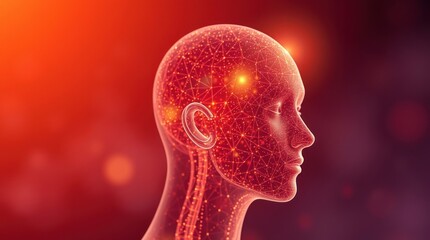 Obraz premium Human Brain Network Connection with Digital Interface and Glowing Effect