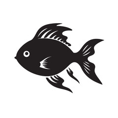 A colorful cartoon vector illustration depicts a tropical fish swimming in the ocean