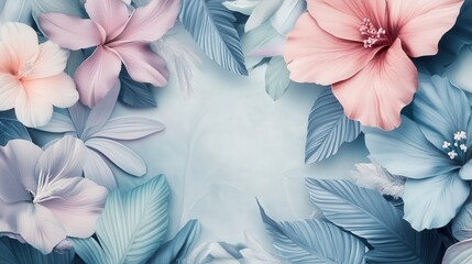 floral frame with soft pastel hues, ideal for creating elegant invitation cards or posters.