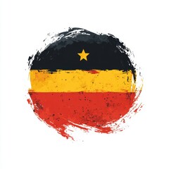 Obraz premium Grunge-style illustration of the German flag in a circular shape.
