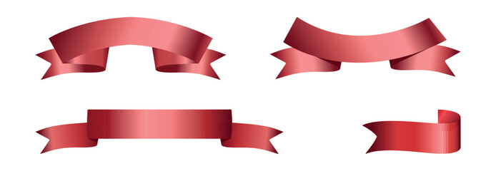 Set of Red Ribbons and Tags  isolated on white background. Red  award ribbons, luxury labels, badge premium quality certificate ribbons. Collections Empty Red Ribbons, Label Design for text. Eps 10
