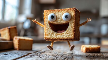 Joyful Cake Character Leaps, Kitchen Setting of excellence in splendor beyond compare with grace.