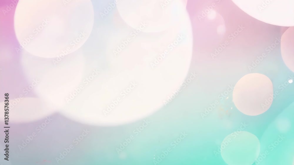 Poster a blue and white background with a green object in the middle. the object is blurry and has a shiny 