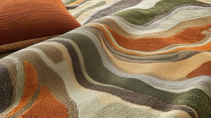 swirling texture in earth-inspired hues, featuring organic blends of brown, green, and orange tones, creating a tranquil and earthy feel.