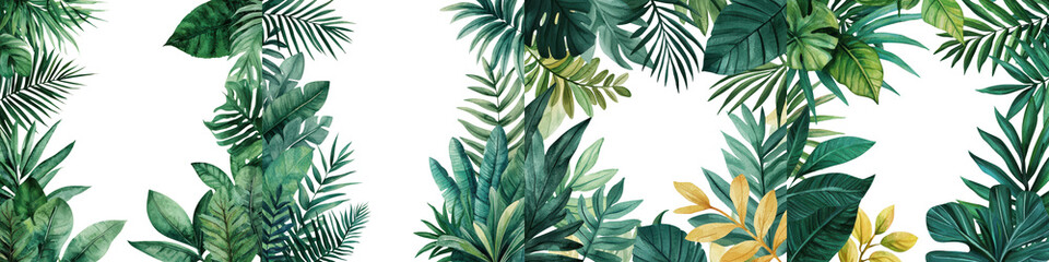 Naklejka premium Rainforest morning glow through lush tropical leaves