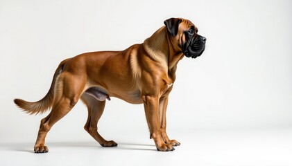 Obraz premium Majestic mastiff, powerful stance, white background, isolated, purebred