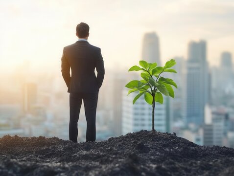A corporate leader presenting strategies for longterm sustainable business resilience
