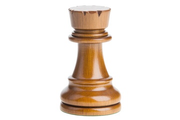 Wooden chess rook on a white background, cut out