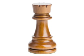 Wooden chess rook on a white background, cut out