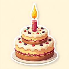 birthday cake with candle sticker