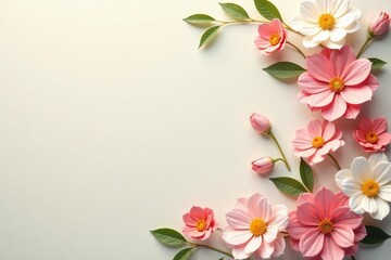 Subtle, repeating floral motif on a neutral backdrop Soft focus , minimalist, textile, serene