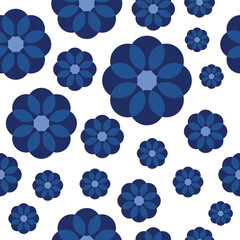 Blooming Blues: Elegant Floral Geometric Pattern