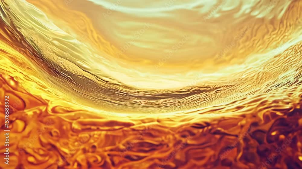 Poster a yellow liquid with waves in it. the waves are not very defined. the liquid is in a bowl
