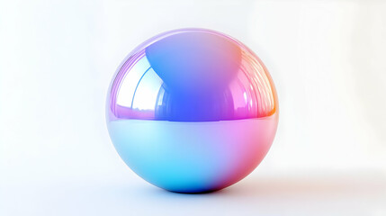 Abstract Glossy Sphere with Iridescent Gradient Isolated on White Background