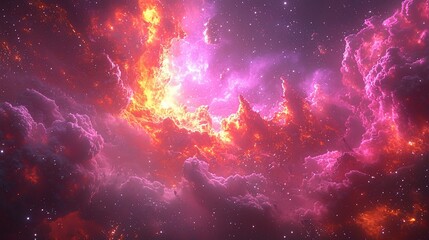 Naklejka premium Vibrant Nebula Cosmic Cloudscape