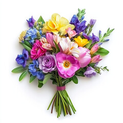 Colorful spring flower bouquet with vibrant blooms